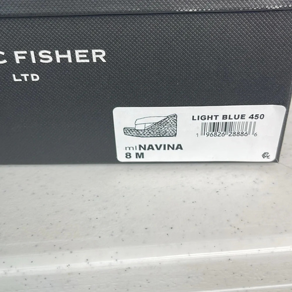 Marc Fisher Navina Espadrille Wedge Sandal Light Blue Leather Sz 8/Light Blue - Picture 9 of 9